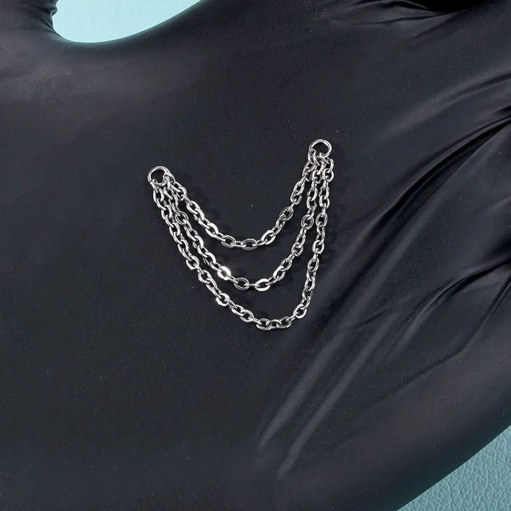 Body Jewelry And Piercing - Fashion Titanium Nose Chain Double Chain