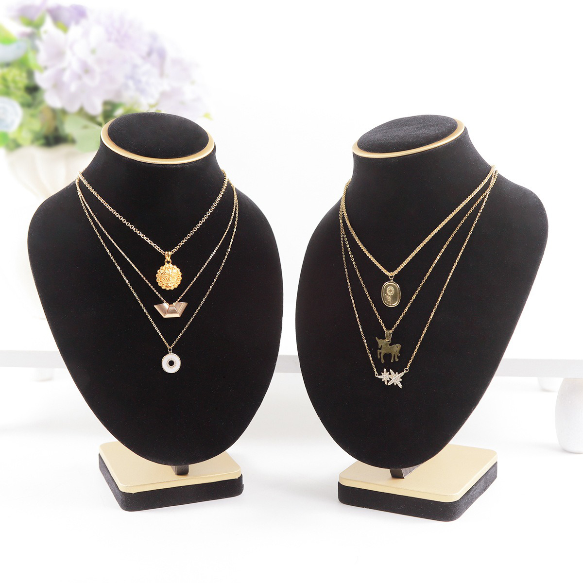 Body Jewelry Store - Body Black Velvet Jewelry Busts, Realistic