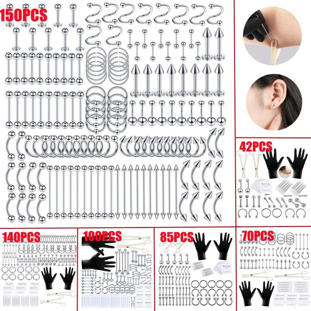 Body Jewelry And Piercing - 150/140/85/70/42Pcs Body Piercing Kit Jewelry Tool