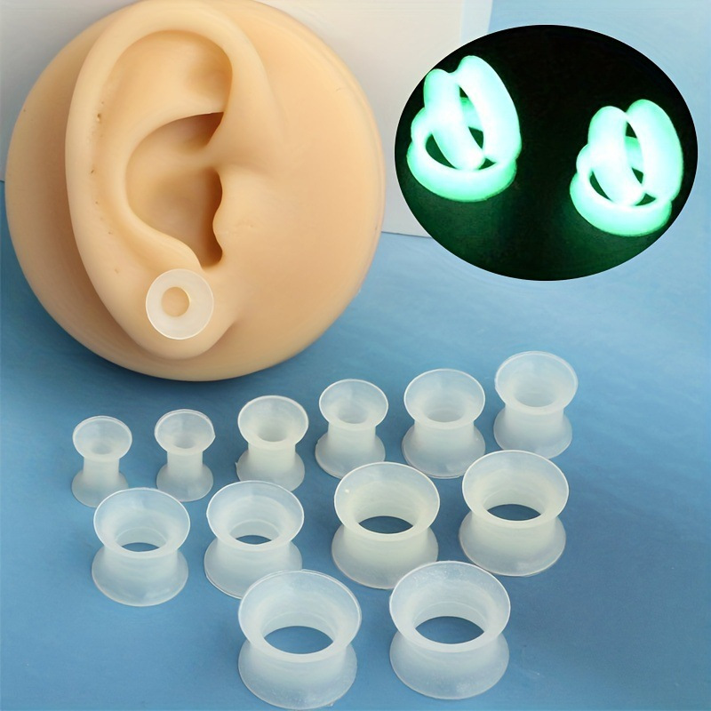 Body Jewelry Gauge Sizes - 2pcs Size 3-30mm Glow-in-the-Dark Silicone Ear