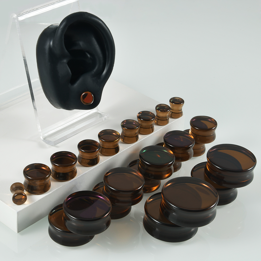 Body Jewelry Ear Gauges - 1Pair Top Quality Iridescent Glass Double