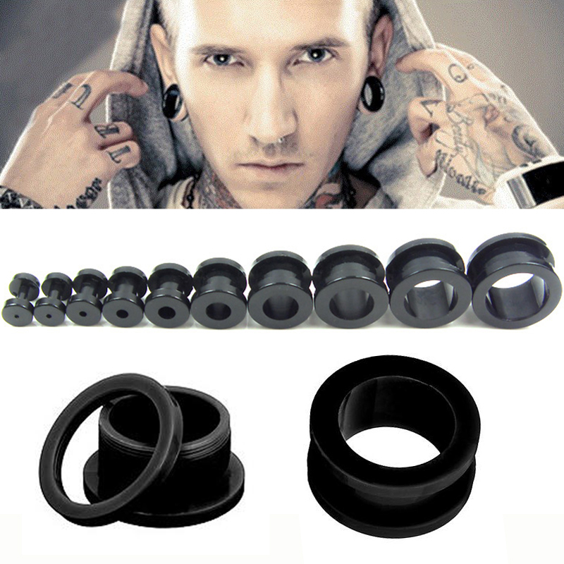 Body Jewelry Gauge Sizes - SaYao 2 Pieces Big Size Black