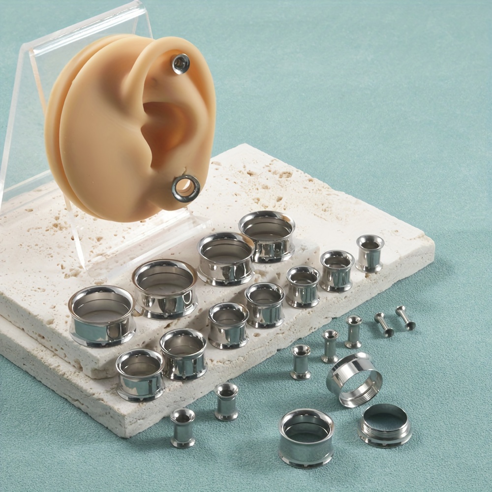 Body Jewelry Gauge Sizes - 1 Pair/12 Pairs Set Stainless Steel