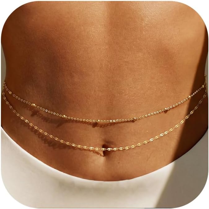 Body Jewelry Ends - 14K Gold Plated Waist Chain Women