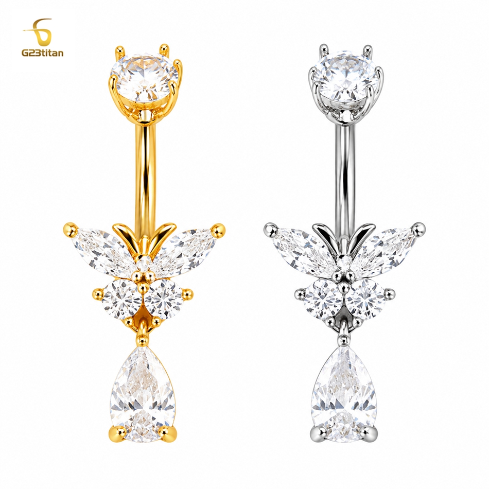 Crystal Butterfly Navel Rings  - огляд і ціна Belly Bar Titanium
