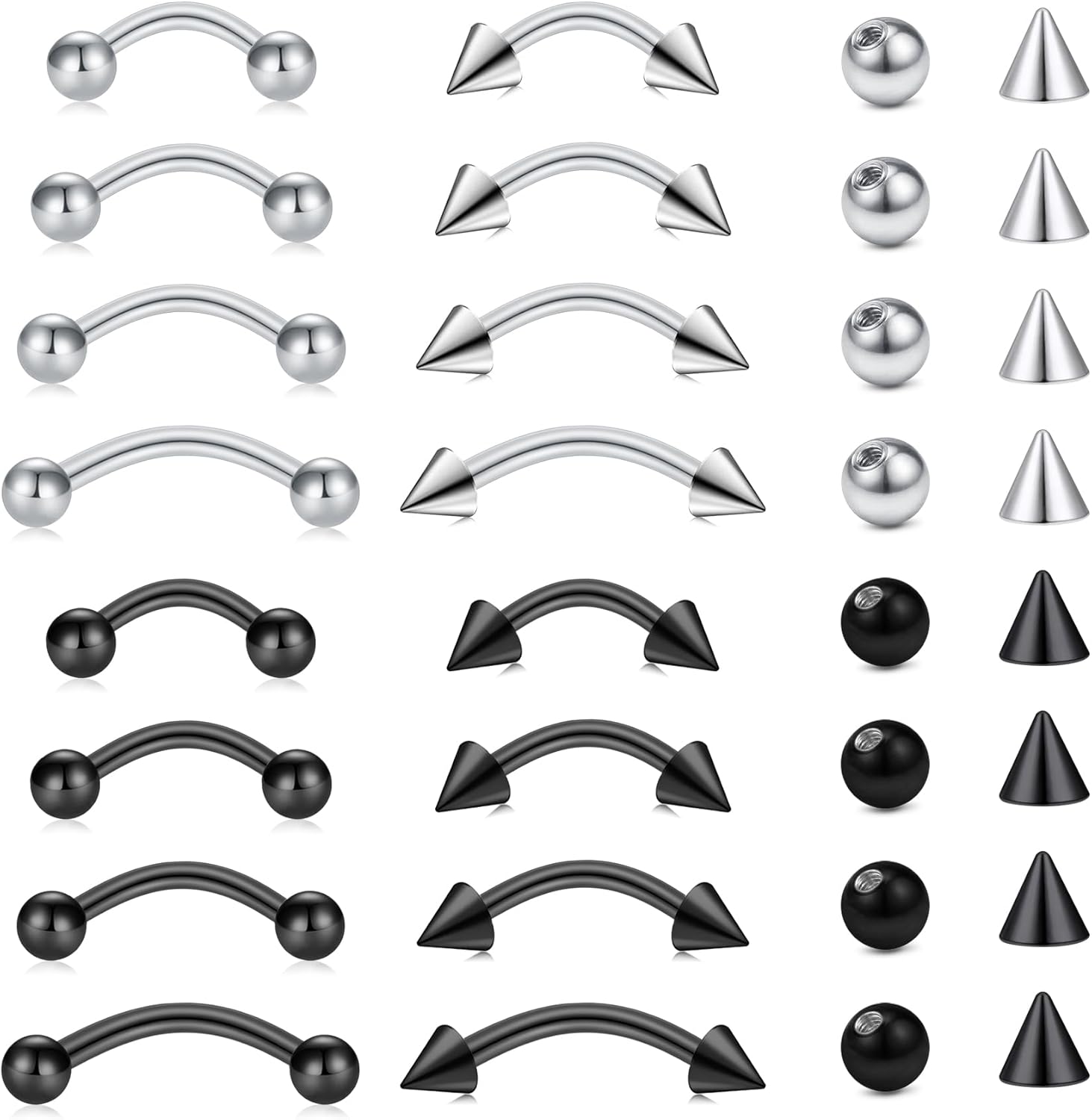 32pc/set Surgical Steel Curved - огляд і ціна Body Jewelry Vertical Labret