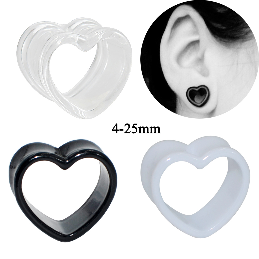 Acrylic Love Black White Heart - огляд і ціна Body Jewelry Ear Gauges