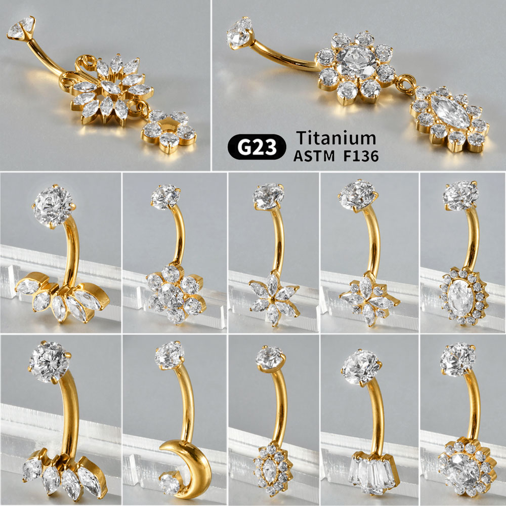 1PC Titanium Carved Zircon Bel - огляд і ціна Belly Bar Titanium