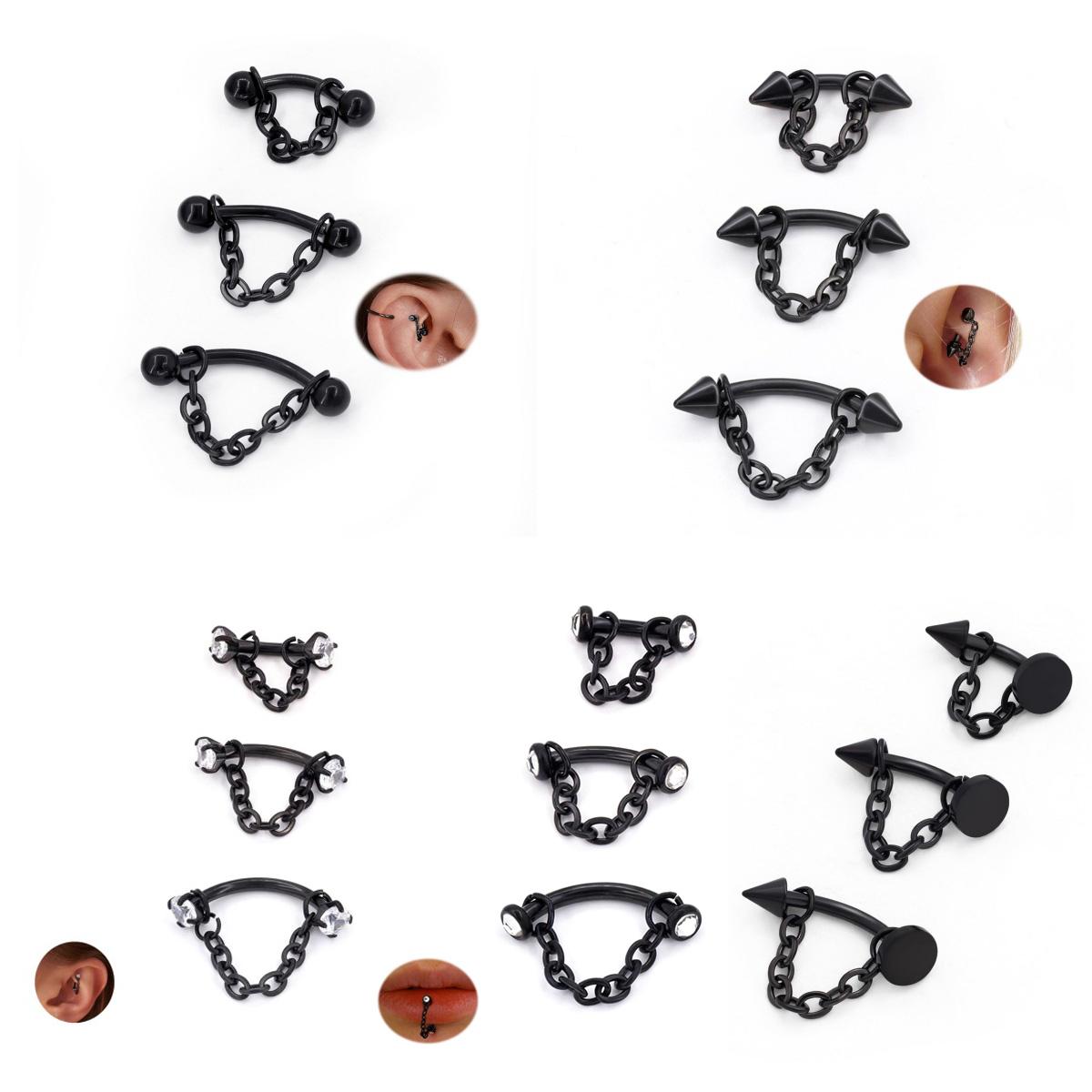 3pcs Stainless Steel 16G Chain - огляд і ціна Body Jewelry Vertical Labret