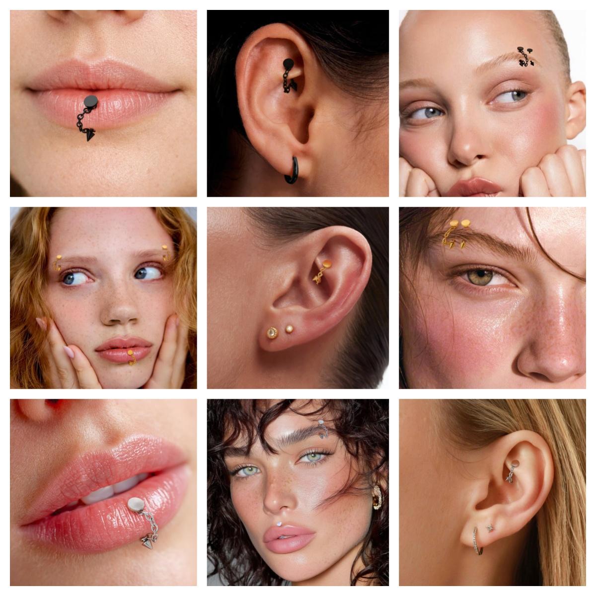 3pcs Stainless Steel 16G Chain - огляд і ціна Body Jewelry Vertical Labret