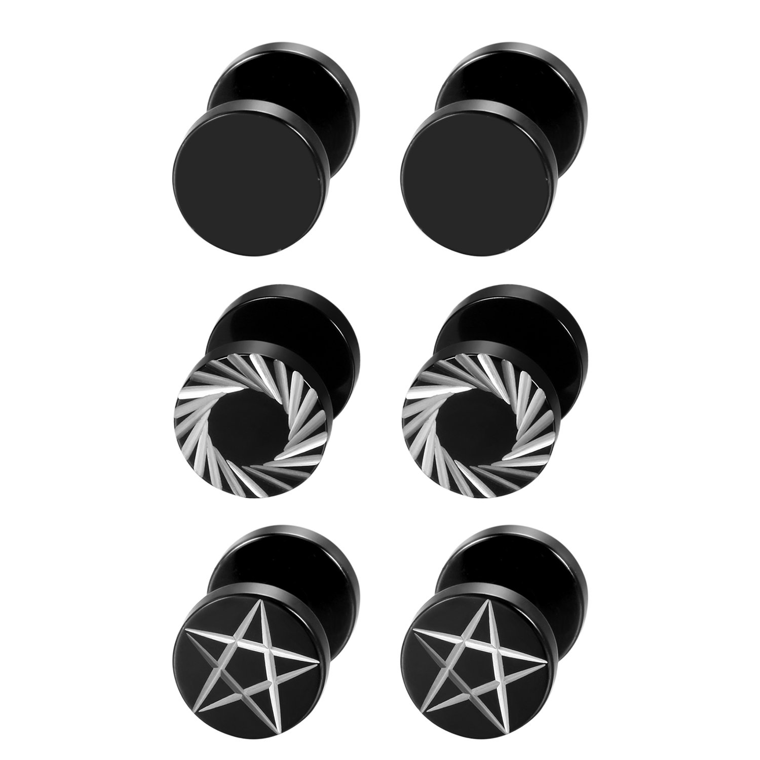 2Pcs/6Pcs Black Stainless Stee - огляд і ціна Body Jewelry Ear Gauges
