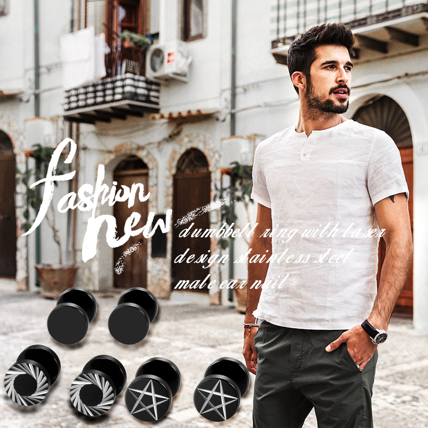 2Pcs/6Pcs Black Stainless Stee - огляд і ціна Body Jewelry Ear Gauges