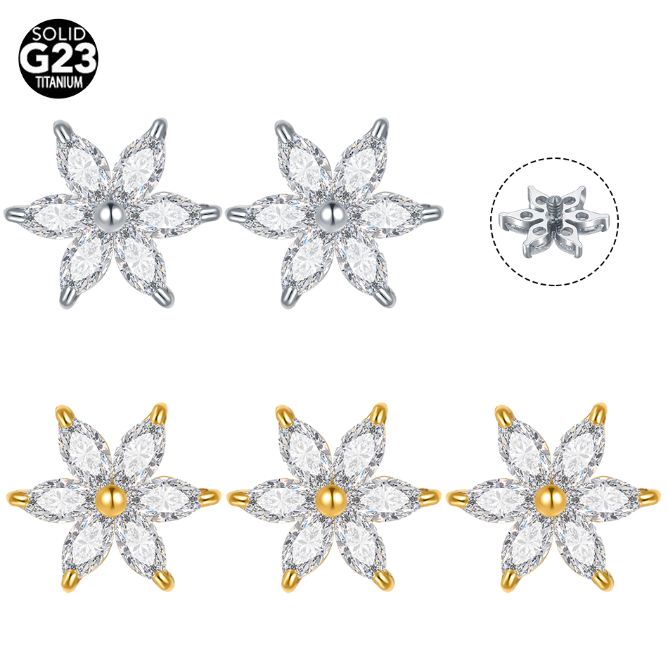 1/5PCS Titanium Crystal Flower - огляд і ціна Belly Bar Titanium