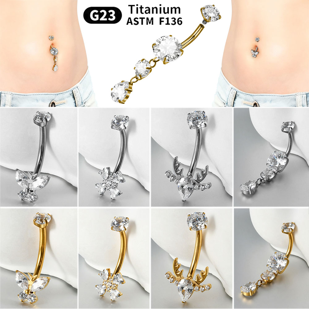 1PC Titanium Flower/Butterfly  - огляд і ціна Belly Bar Titanium