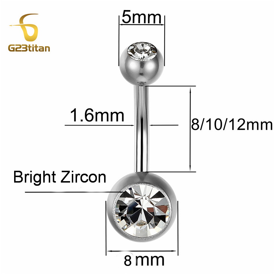 G23Titian 14G 8mm 10mm 12mm Su - огляд і ціна Belly Bar Titanium