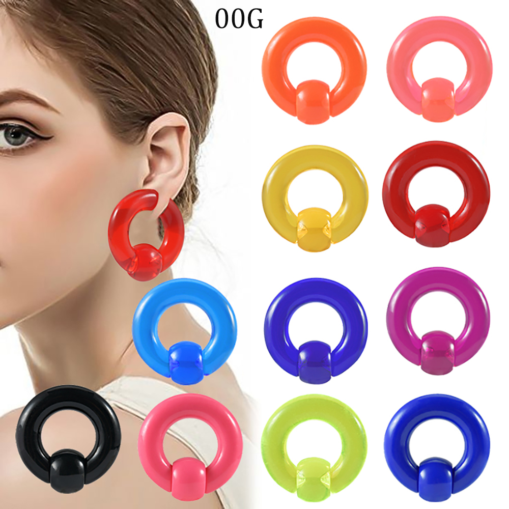 2/1PCS Colorful Acrylic BCR Bi - огляд і ціна Body Jewelry Gauge Sizes
