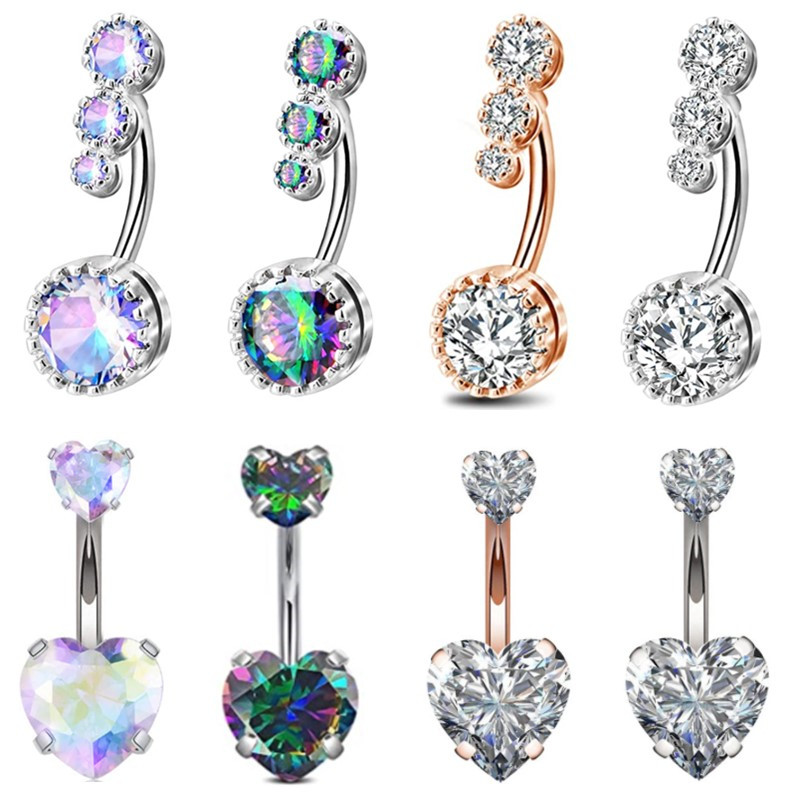 1PCS Surgical Steel Ab Crystal - огляд і ціна Belly Bar Titanium