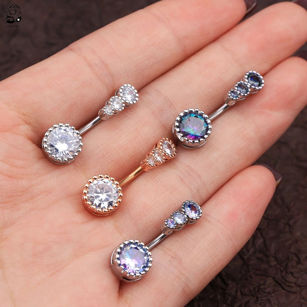 1PCS Surgical Steel Ab Crystal - огляд і ціна Belly Bar Titanium
