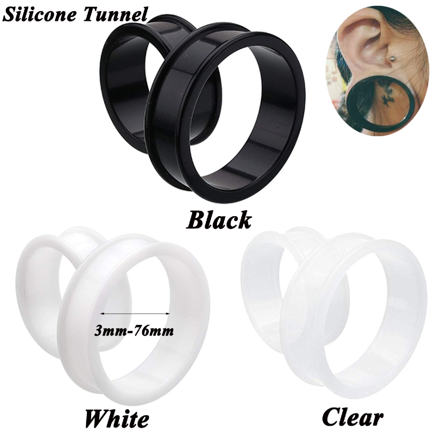 2pcs Supersize Flexible Silico - огляд і ціна Body Jewelry Ear Gauges