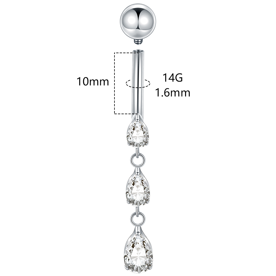 1/5PCS Titanium 14G Dangle CZ  - огляд і ціна Belly Bar Titanium