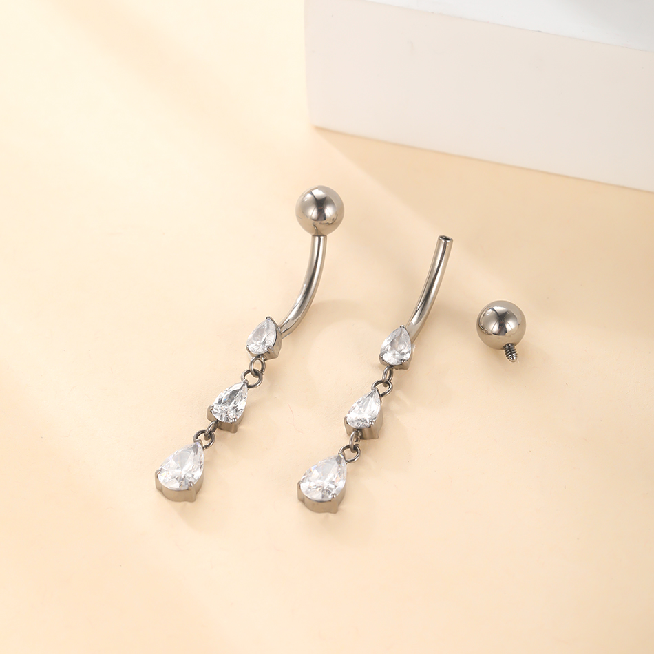 1/5PCS Titanium 14G Dangle CZ  - огляд і ціна Belly Bar Titanium