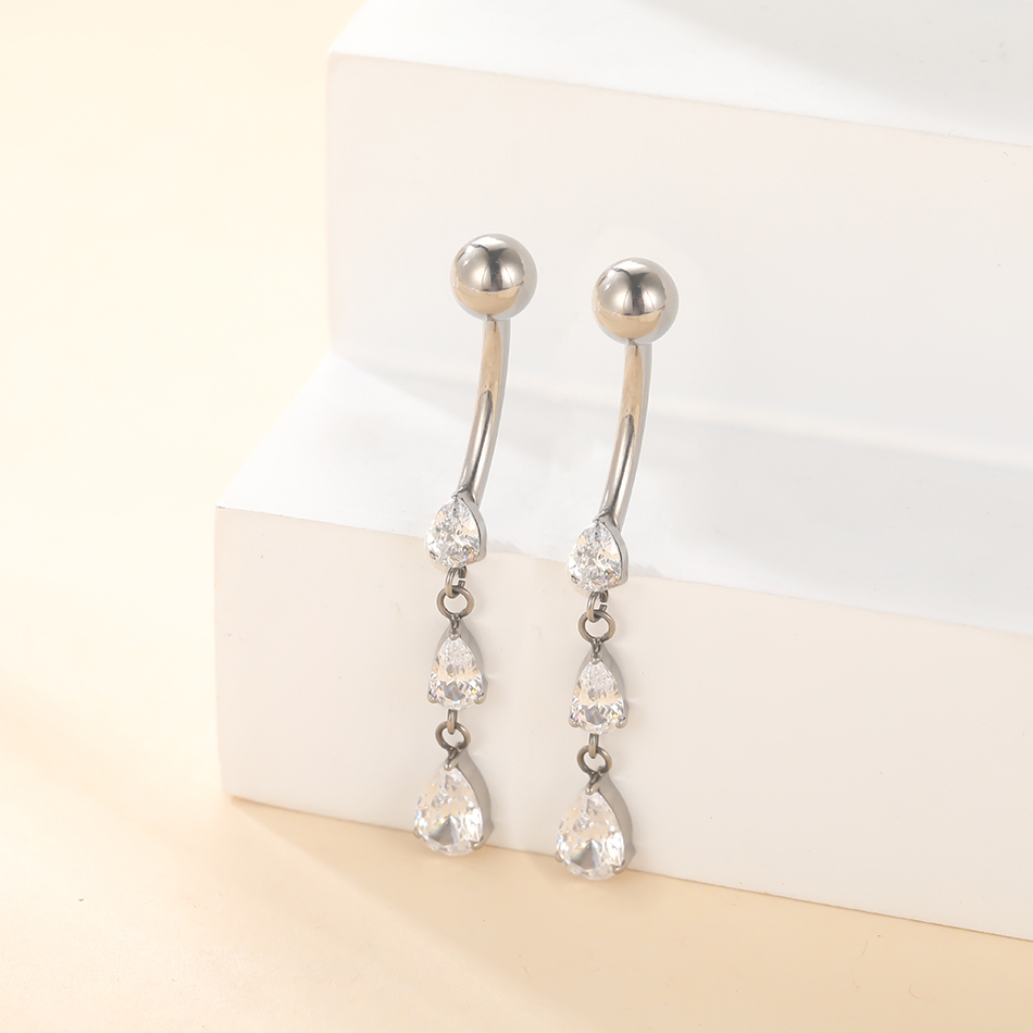 1/5PCS Titanium 14G Dangle CZ  - огляд і ціна Belly Bar Titanium