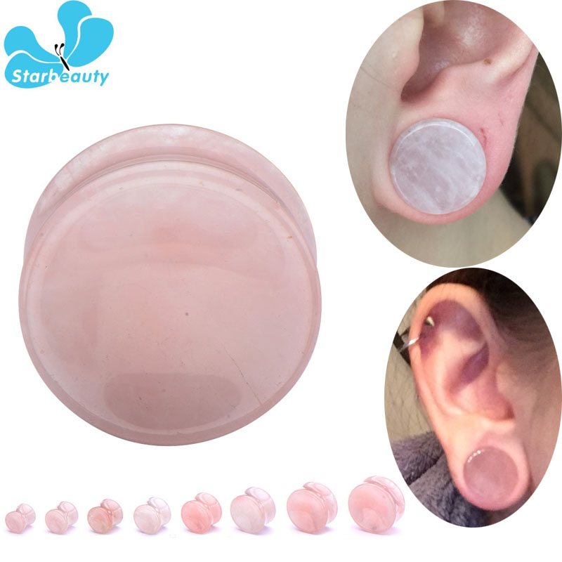 2Pc Pink Quartz Organic Stone  - огляд і ціна Body Jewelry Gauge Sizes