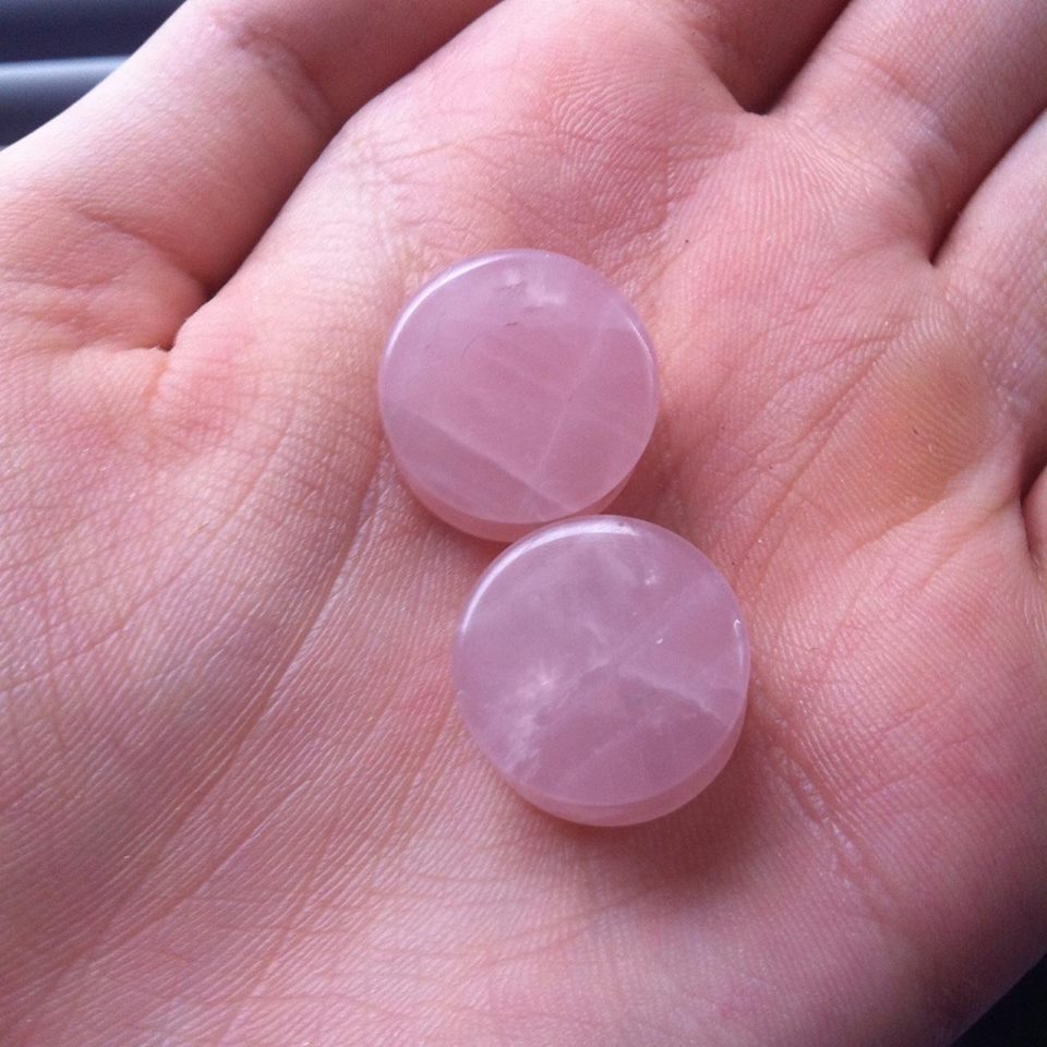 2Pc Pink Quartz Organic Stone  - огляд і ціна Body Jewelry Gauge Sizes