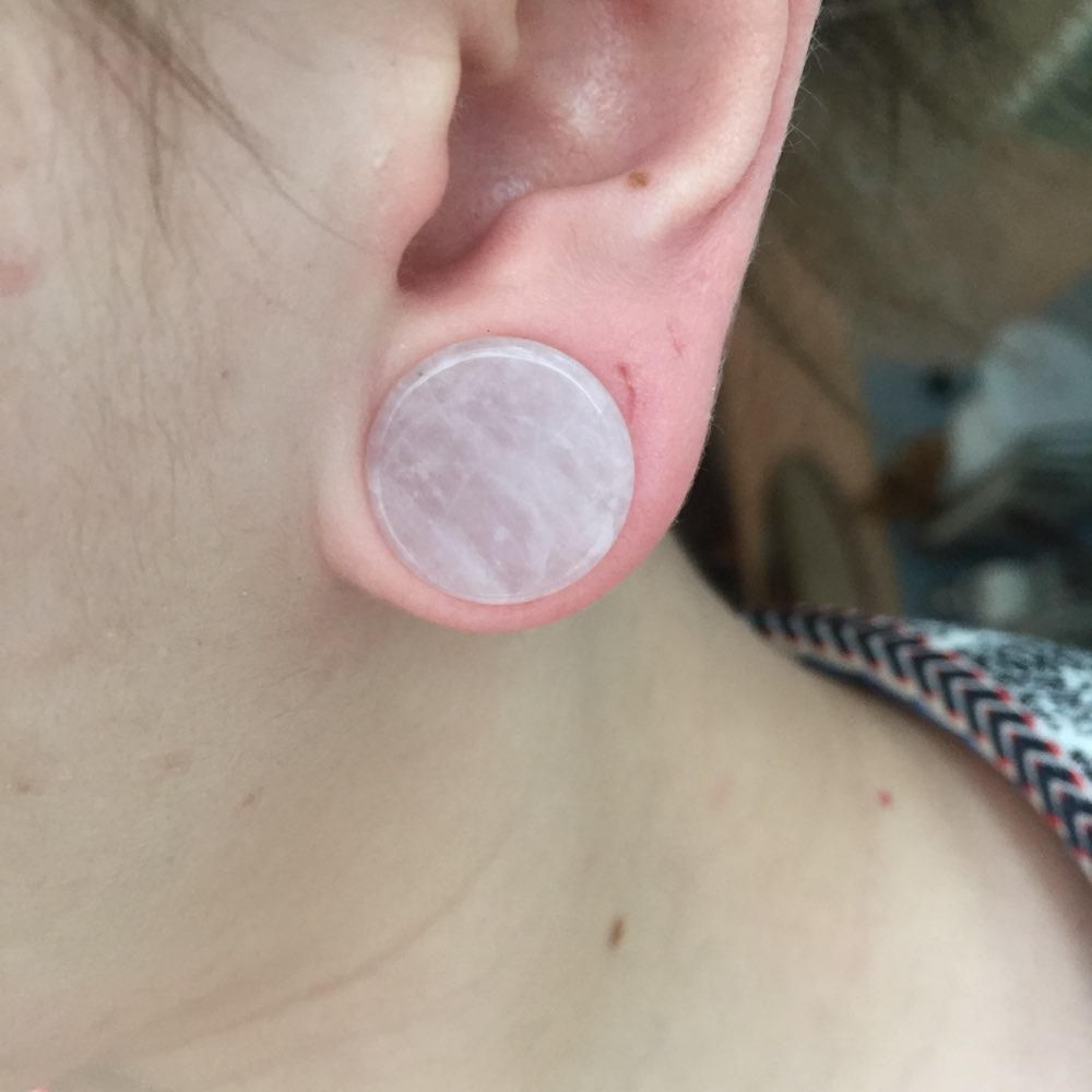 2Pc Pink Quartz Organic Stone  - огляд і ціна Body Jewelry Gauge Sizes