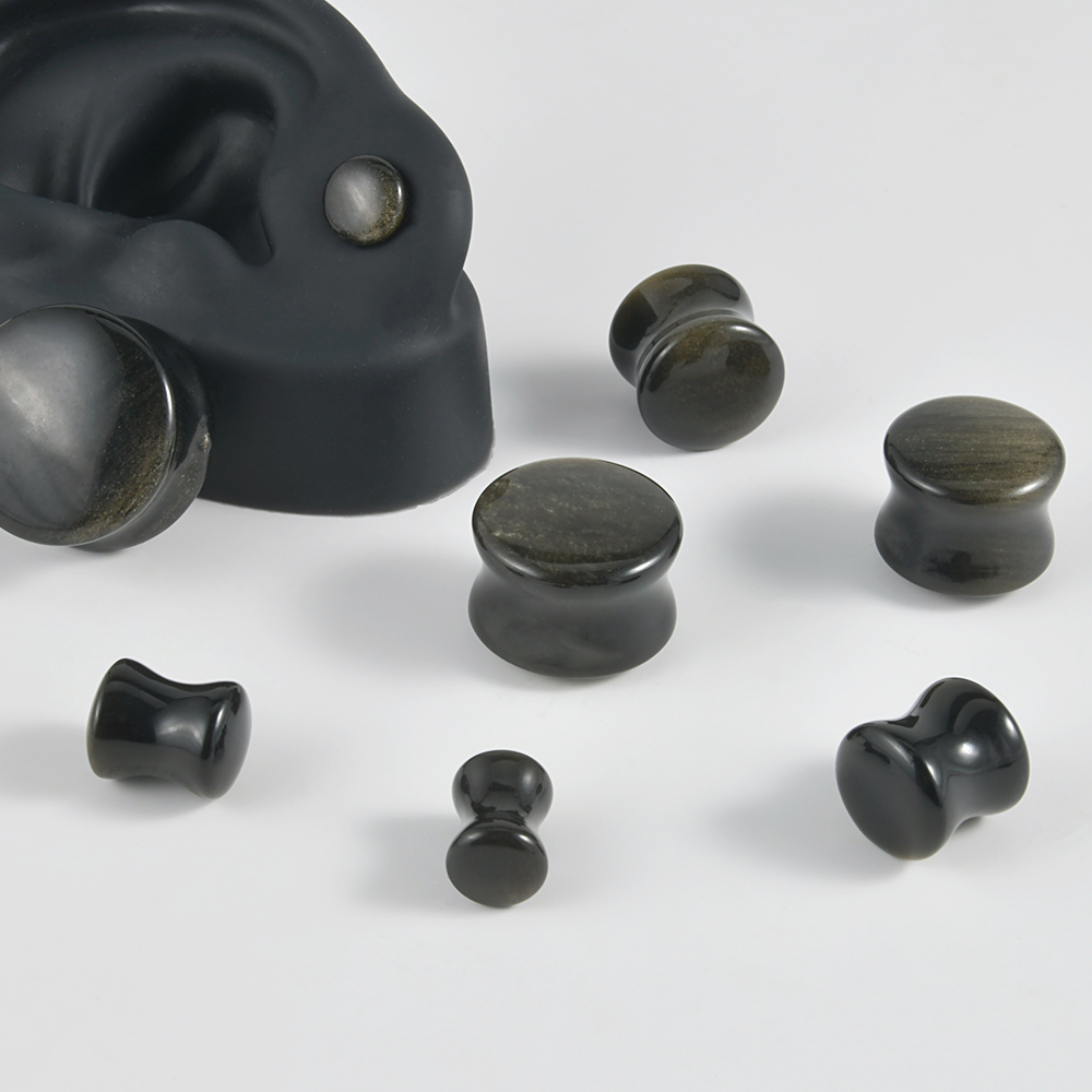 Black Natural Stone Double Fla - огляд і ціна Body Jewelry Gauge Sizes