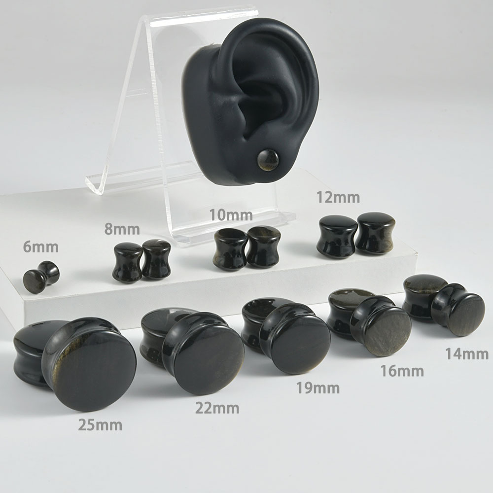 Black Natural Stone Double Fla - огляд і ціна Body Jewelry Gauge Sizes