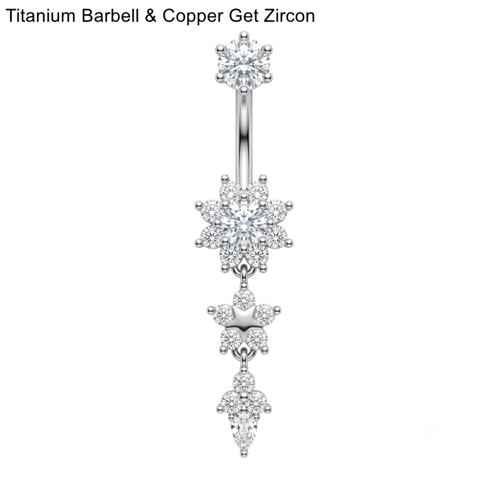 Dainty CZ Butterfly Flower Bel - огляд і ціна Belly Bar Titanium